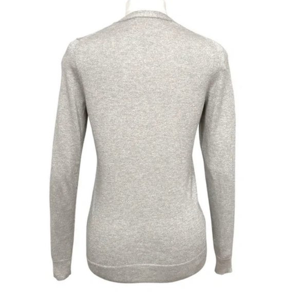 Banana Republic silver shimmer silk blend V-neck cardigan. Women’s size S - Picture 3 of 5